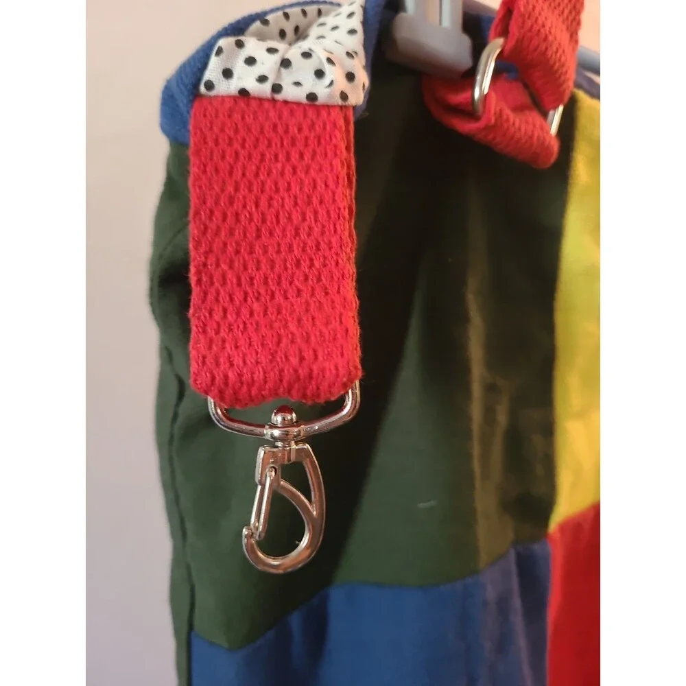 80s Style Multicolor tote bag Colorblock Patch Work Canvas Bag